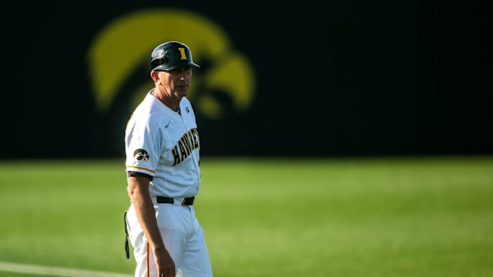 Iowa head coach Rick Heller looks on during a NCAA Big Ten Conference baseball game against Indiana, Thursday, May 19, 2022, at Duane Banks Field in Iowa City, Iowa.

220519 Indiana Iowa Bsb 020 Jpg