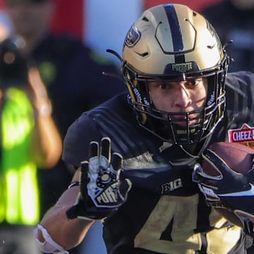 Purdue Boilermakers running back Devin Mockobee (45) carries the ball 