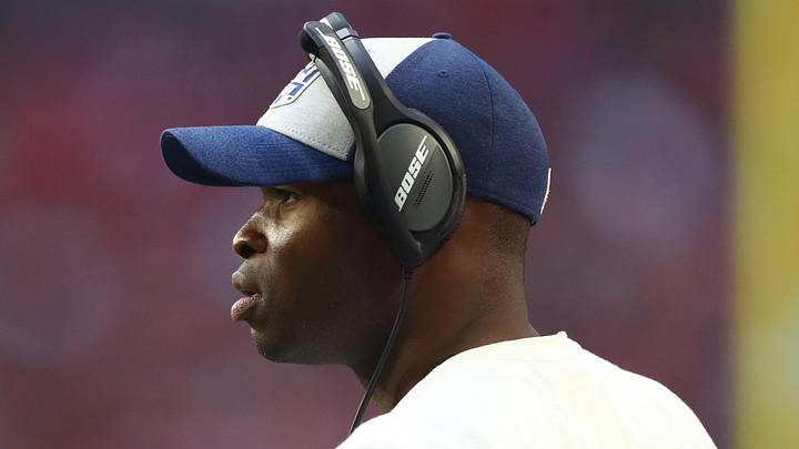 Carolina Panthers defensive coordinator Ejiro Evero