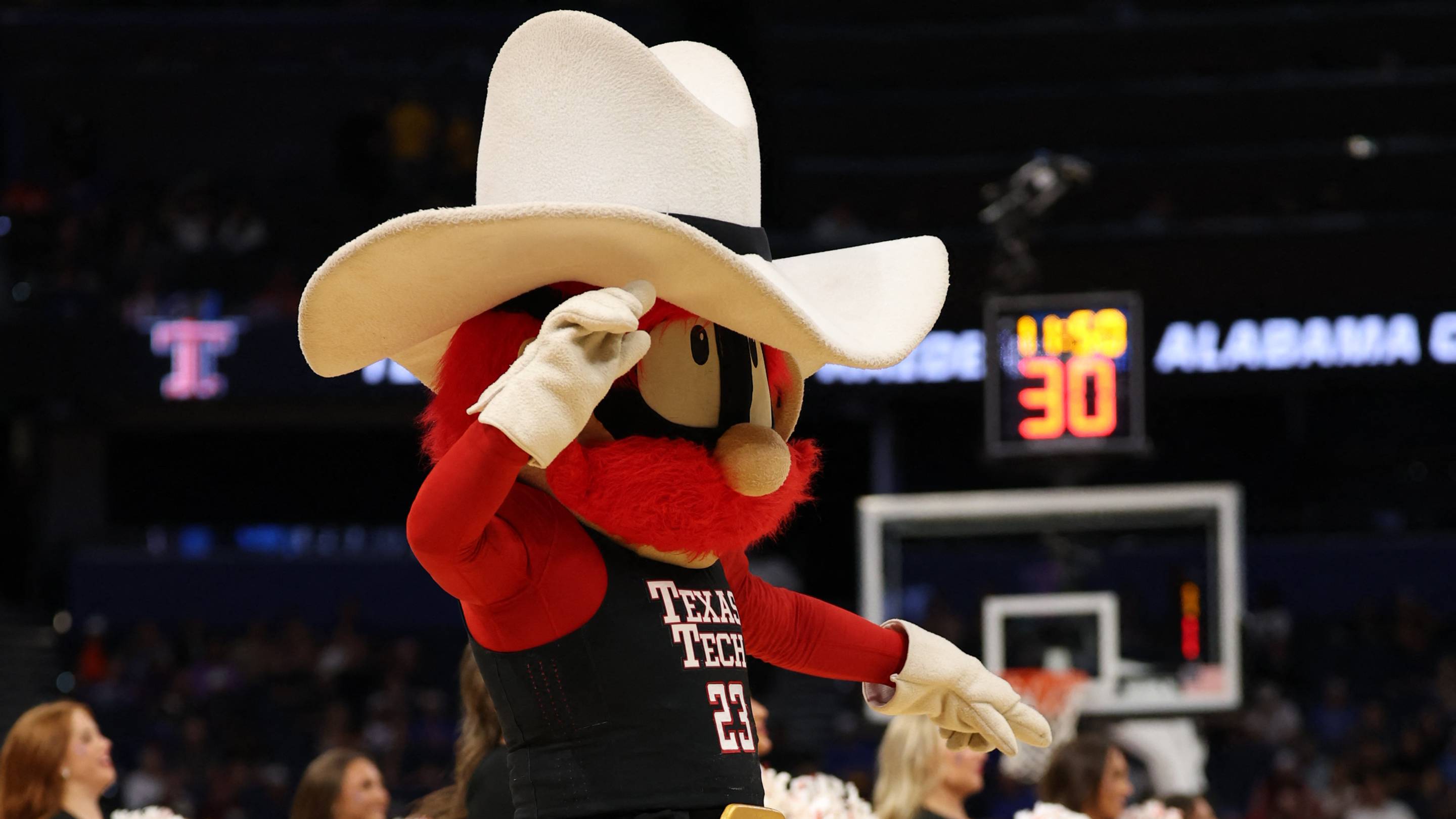 The Texas Tech Red Raiders mascot is ready for nonconference play. Mandatory Credit: Matt Pendleton-Imagn Images | IMAGN IMAGES via Reuters Connect