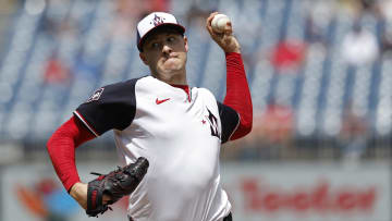 Aug 22, 2024; Washington, District of Columbia, USA; Washington Nationals starting pitcher Patrick Corbin (46) pitches against the Colorado Rockies during the second inning at Nationals Park.