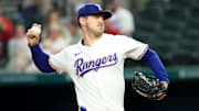 Texas Rangers starting pitcher Tyler Mahle (51) throws during the first inning against the Toronto Blue Jays at Globe Life Field. 