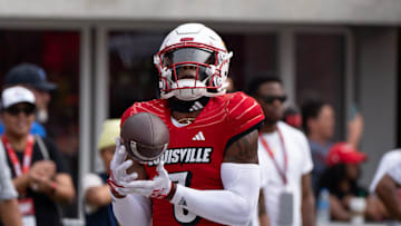 Louisville Cardinals defensive back Quincy Riley (3) warms up ahead of their game against the Austin Peay Governors on Saturday, Aug. 31, 2024 at L&N Federal Credit Union Stadium in Louisville, Ky.
