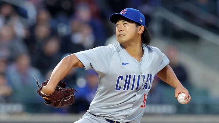 May 1, 2024; New York City, New York, USA; Chicago Cubs starting pitcher Shota Imanaga (18) pitches