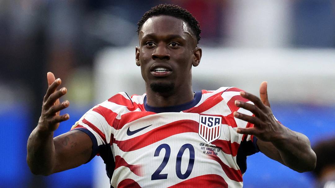  June 12, 2026; Inglewood, California, U.S.; Folarin Balogun of the U.S. celebrates scoring a goal that was later disallowed.  Mandatory Credit: Kiyoshi Mio-Imagn Images 