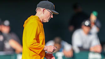 Tennessee Volunteers pitching coach Frank Anderson walks to the mound during the game against the South Carolina Gamecocks at Lindsey Nelson Stadium in Knoxville, Tenn., Thursday, May 16, 2024.