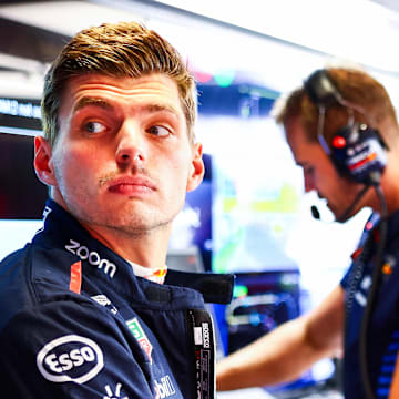 MONZA, ITALY - SEPTEMBER 01: Max Verstappen of the Netherlands and Oracle Red Bull Racing looks on in the garage prior to the F1 Grand Prix of Italy at Autodromo Nazionale Monza on September 01, 2024 in Monza, Italy. (Photo by Mark Thompson/Getty Images)