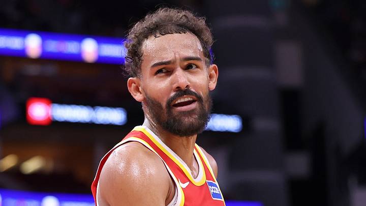 Atlanta Hawks guard Trae Young (11) reacts against the Houston Rockets at Toyota Center on October 6, 2025.
