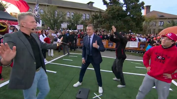 The Utah edition of Pat McAfee’s kicking contest on ‘College GameDay’ was the most chaotic yet. The Utah edition of Pat McAfee’s kicking contest on ‘College GameDay’ was the most chaotic yet.
