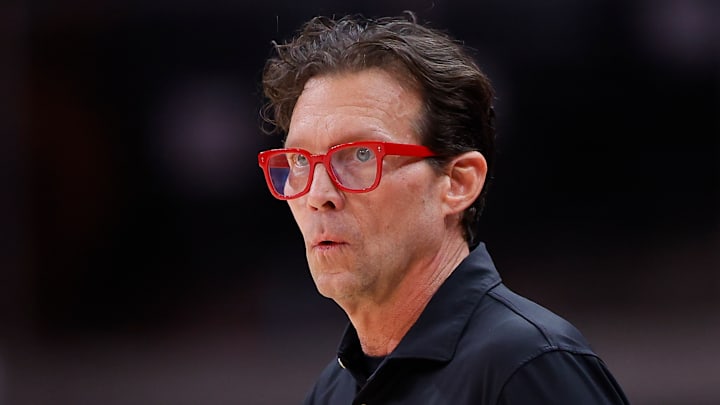 Atlanta Hawks head coach Quin Snyder reacts against the Detroit Pistons.