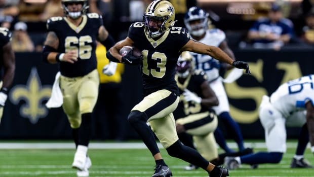 New Orleans Saints wide receiver Equanimeous St. Brown (13) catches a pass against the Tennessee Titans 