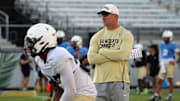 UCF Head Football Coach Scott Frost during UCF Spring football practice at FBC Mortgage Stadium in Orlando, Friday, April 11, 2025.