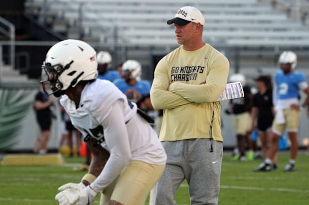 UCF Head Football Coach Scott Frost during UCF Spring football practice at FBC Mortgage Stadium in Orlando, Friday, April 11.