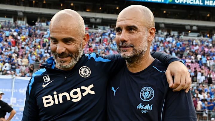 Enzo Maresca (left) used to work as Pep Guardiola’s assistant at Manchester City.