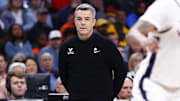 Virginia Cavaliers head coach Tony Bennett looks on from the sidelines during the first half against the North Carolina State Wolfpack at Capital One Arena.