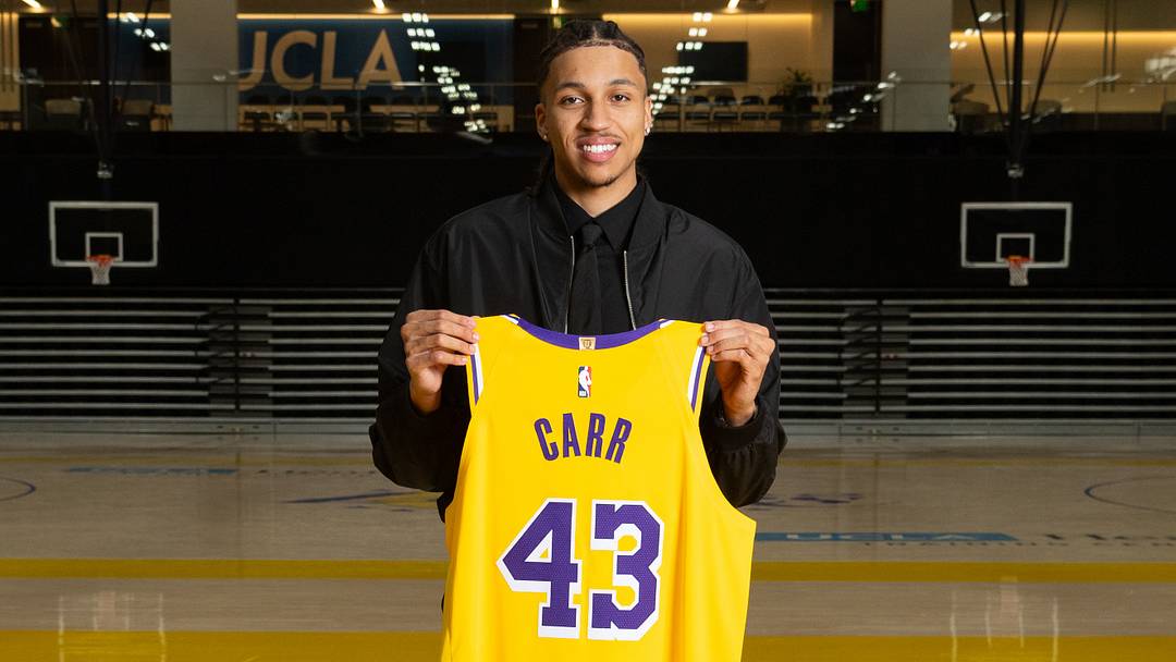 Cameron Carr #43 Signs For The Los Angeles Lakers Cameron Carr #43 Signs For The Los Angeles Lakers
