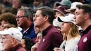 Texas A&M Aggies athletic director Trev Alberts looks on in the first half against the Houston Cougars in the second round of the 2024 NCAA Tournament at FedExForum.