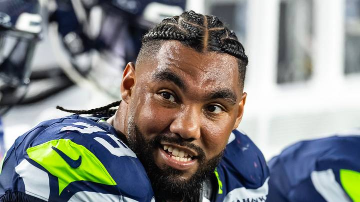 Seattle Seahawks defensive end Leonard Williams talks on the sidelines