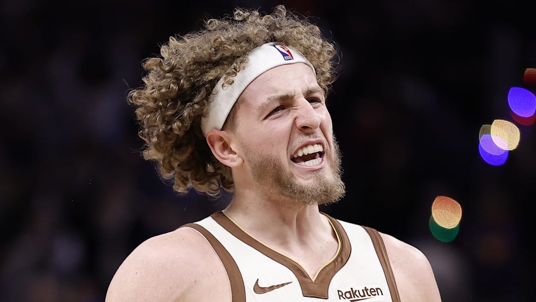 Feb 9, 2026; San Francisco, California, USA; Golden State Warriors guard Brandin Podziemski (2) celebrates after a win against the Memphis Grizzlies at Chase Center. Mandatory Credit: Kelley L Cox-Imagn Images Feb 9, 2026; San Francisco, California, USA; Golden State Warriors guard Brandin Podziemski (2) celebrates after a win against the Memphis Grizzlies at Chase Center. Mandatory Credit: Kelley L Cox-Imagn Images