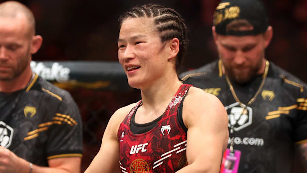 Zhang Weili during UFC 300 at T-Mobile Arena. 