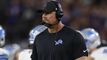 Detroit Lions head coach Dan Campbell during the first half at M&T Bank Stadium.