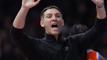 Nov 26, 2025; Oklahoma City, Oklahoma, USA; Oklahoma City Thunder head coach Mark Daigneault yells to his team during a play against the Minnesota Timberwolves during the second half at Paycom Center. Mandatory Credit: Alonzo Adams-Imagn Images