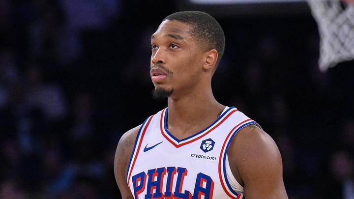 Apr 1, 2025; New York, New York, USA; Philadelphia 76ers guard Lonnie Walker IV (16) during the first half against the New York Knicks at Madison Square Garden. Mandatory Credit: John Jones-Imagn Images