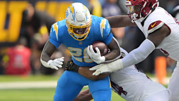 Los Angeles Chargers running back Hassan Haskins