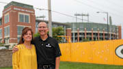 Zoi and Paul Belschner are pictured in their Lambeau party houses overlooking Lambeau Field on Monday, Aug. 31, 2020, in Ashwaubenon, Wis. \"Everyone understands the larger events are not happening or will be in an influx so that's going to leave a level of uncertainty to the viability of the large event ecosystem,\" he said. \"I think the opportunity that presented itself through COVID has been the innovation of groups to find a different venue. When Lambeau Field can only host uncertain nights