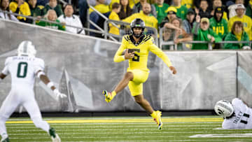 Oregon Ducks quarterback Dante Moore runs the ball as the Ducks host the Spartans on Friday, Oct. 4, 2024, at Autzen Stadium in Eugene, Ore.