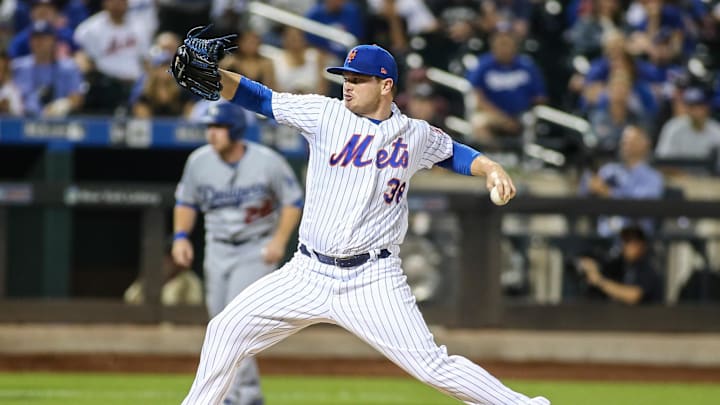 Sep 15, 2019; New York City, NY, USA; New York Mets pitcher Justin Wilson (38) at Citi Field. Mandatory Credit: Wendell Cruz-Imagn Images