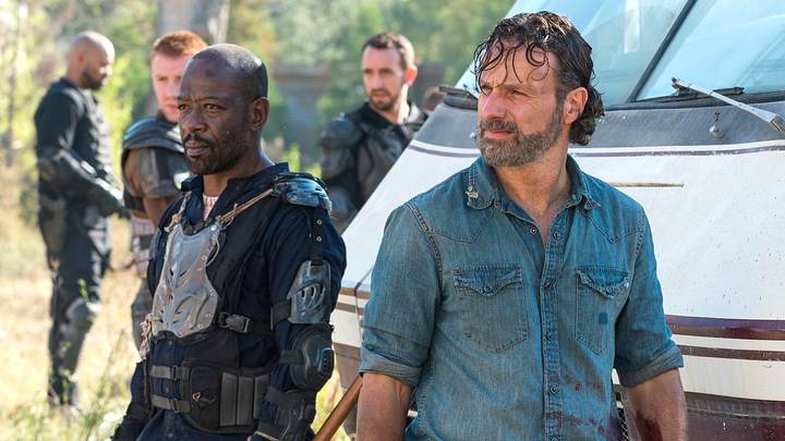 Lennie James as Morgan Jones and Andrew Lincoln as Rick Grimes in The Walking Dead Season 7, Episode 16 