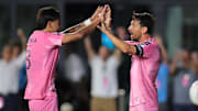 Lionel Messi (right) had two assist in Miami’s Leagues Cup victory.