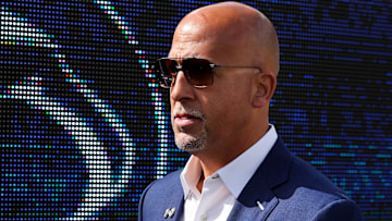 Oct 11, 2025; University Park, Pennsylvania, USA; Penn State Nittany Lions head coach James Franklin prior to the game against the Northwestern Wildcats at Beaver Stadium. Mandatory Credit: Matthew O'Haren-Imagn Images
