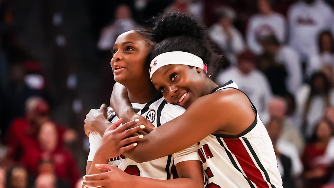 South Carolina Gamecocks guard Ta'niya Latson and Raven Johnson