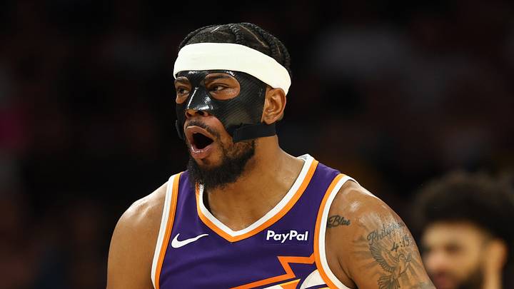 Phoenix Suns guard Jordan Goodwin (23) against the Denver Nuggets in the second half at Mortgage Matchup Center on March 24, 2026.