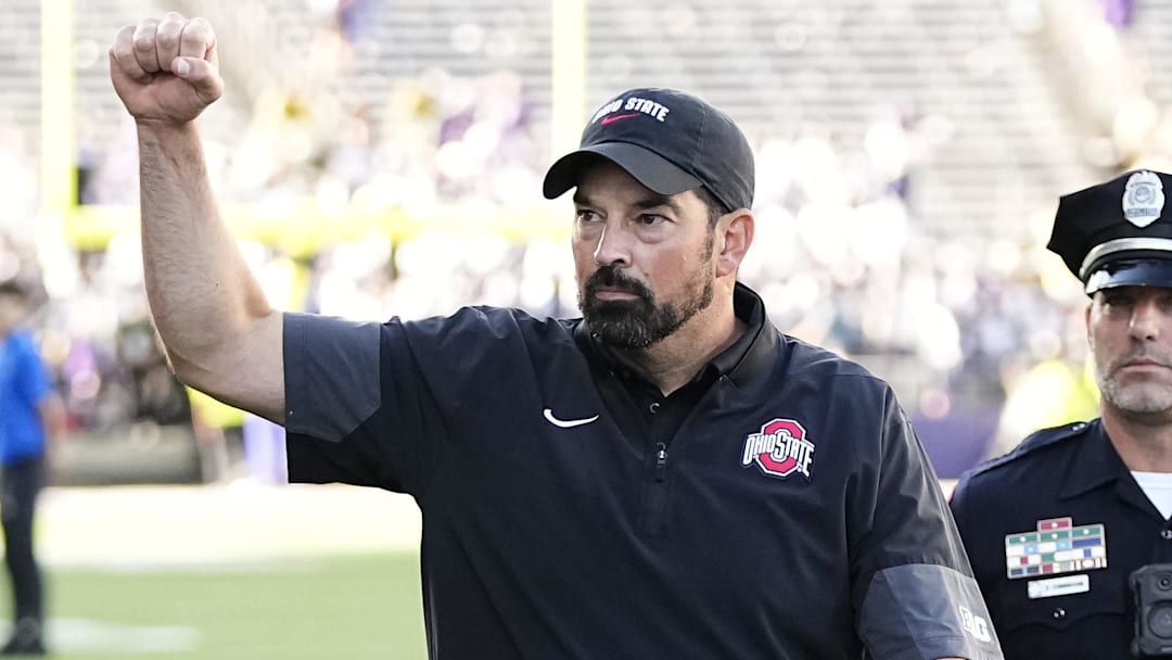 Ohio State Buckeyes head coach Ryan Day leaves the field following the NCAA football game against the Washington Huskies at Husky Stadium in Seattle on Sept. 27, 2025. Ohio State won 24-6.