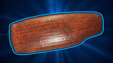 A wooden tablet covered in still-undeciphered Rongorongo script.
