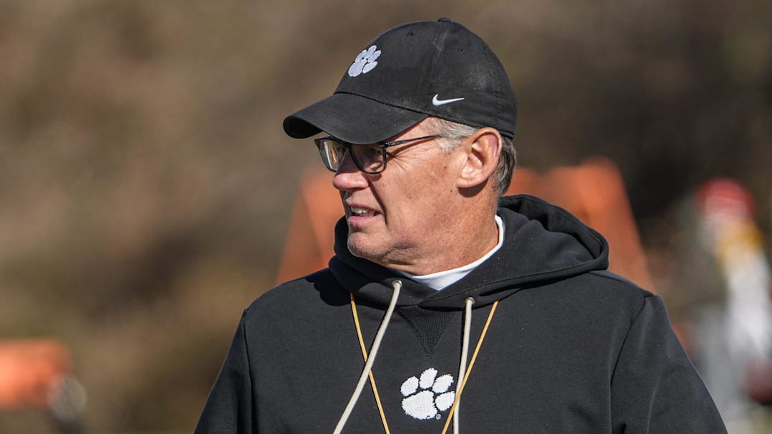 Clemson defensive coordinator Tom Allen during the Pinstripe Bowl practice in Clemson, S.C. Clemson defensive coordinator Tom Allen during the Pinstripe Bowl practice in Clemson, S.C.