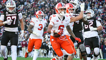 Clemson safety Ricardo Jones recorded his first-ever pick-six in the win over South Carolina in the Palmetto Bowl. 