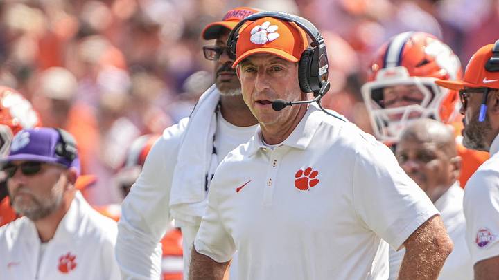 Clemson head coach Dabo Swinney during the first quarter at Memorial Stadium in Clemson, S.C. Saturday, September 19, 2026.