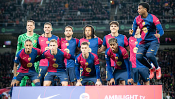 FC Barcelona line up during a La Liga EA Sports match...