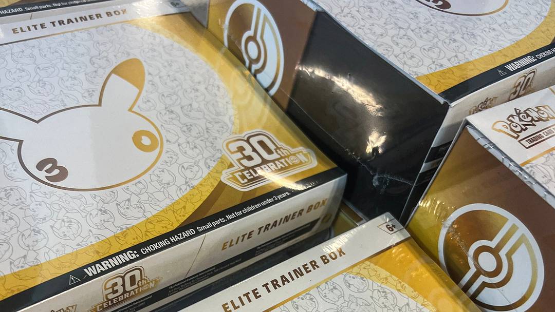 Some of the collectable items, one per customer, sold after doors opened at 10 a.m. at the 30th anniversary of Pokemon special release set at Best Buy in Anderson, S.C. Wednesday, September 16, 2026.