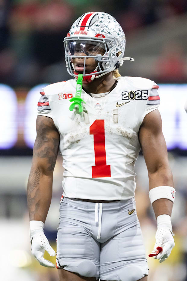 Ohio State Buckeyes running back Quinshon Judkins against the Notre Dame Fighting Irish.