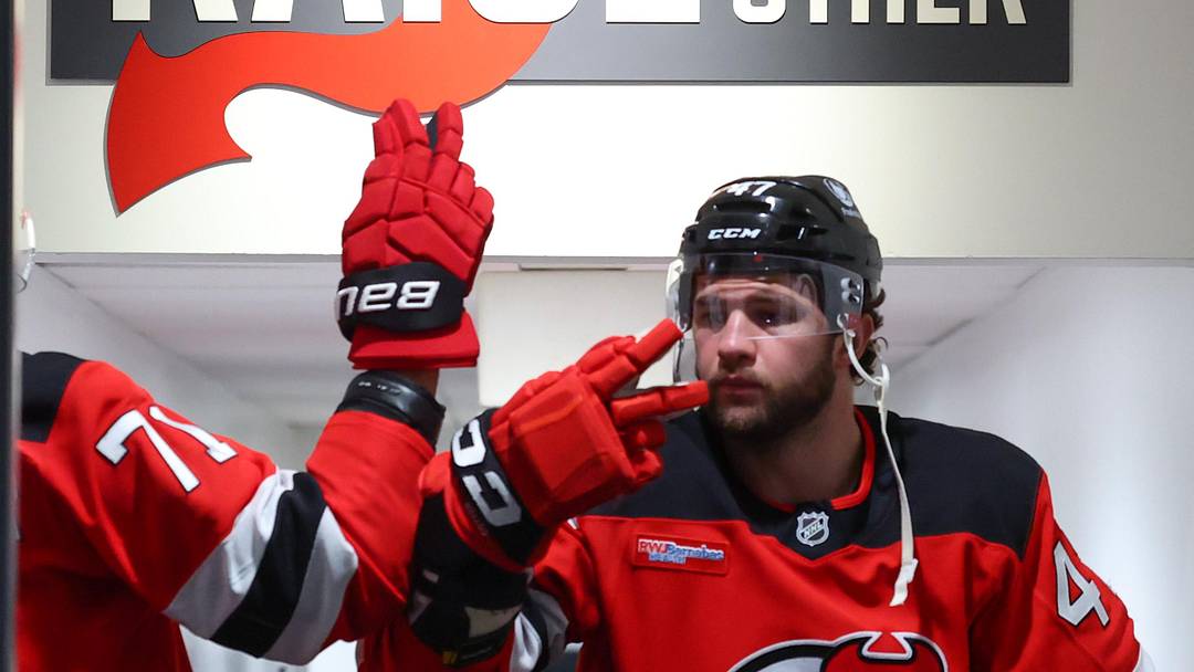 New Jersey Devils left wing Paul Cotter (47): Ed Mulholland-Imagn Images