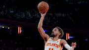 Hawks guard Trae Young drives to the basket against the Knicks at Madison Square Garden. 