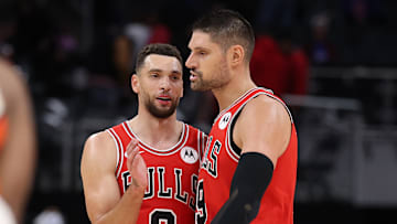 Zach LaVine and Nikola Vucevic, Chicago Bulls v Detroit Pistons