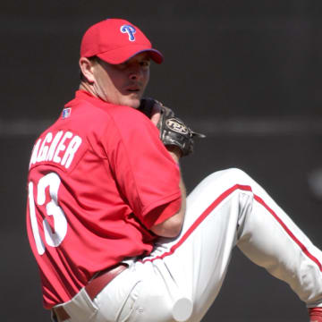 Mar 4, 2005; Clearwater, FL, USA; Philadelphia Phillies pitcher Billy Wagner (13) in action during spring training against the Detroit Tigers at Jack Russell Memorial Stadium. 