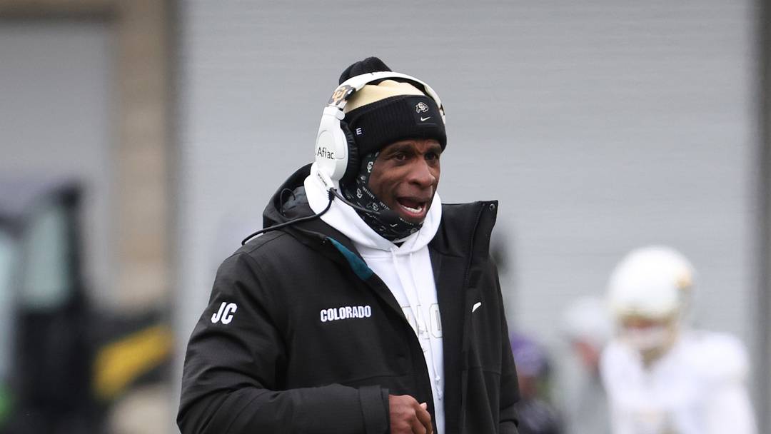 Nov 29, 2025; Manhattan, Kansas, USA; Colorado Buffaloes head coach Deion Sanders yells at his team during a timeout in the fourth quarter against the Kansas State Wildcats at Bill Snyder Family Football Stadium. Mandatory Credit: Scott Sewell-Imagn Images Nov 29, 2025; Manhattan, Kansas, USA; Colorado Buffaloes head coach Deion Sanders yells at his team during a timeout in the fourth quarter against the Kansas State Wildcats at Bill Snyder Family Football Stadium. Mandatory Credit: Scott Sewell-Imagn Images