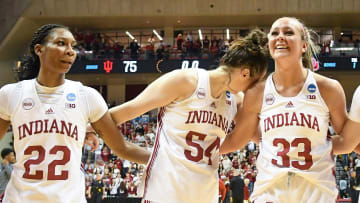 Chloe Moore-McNeil, Mackenzie Holmes, and Sydney Parrish, Indiana Women's Basketball